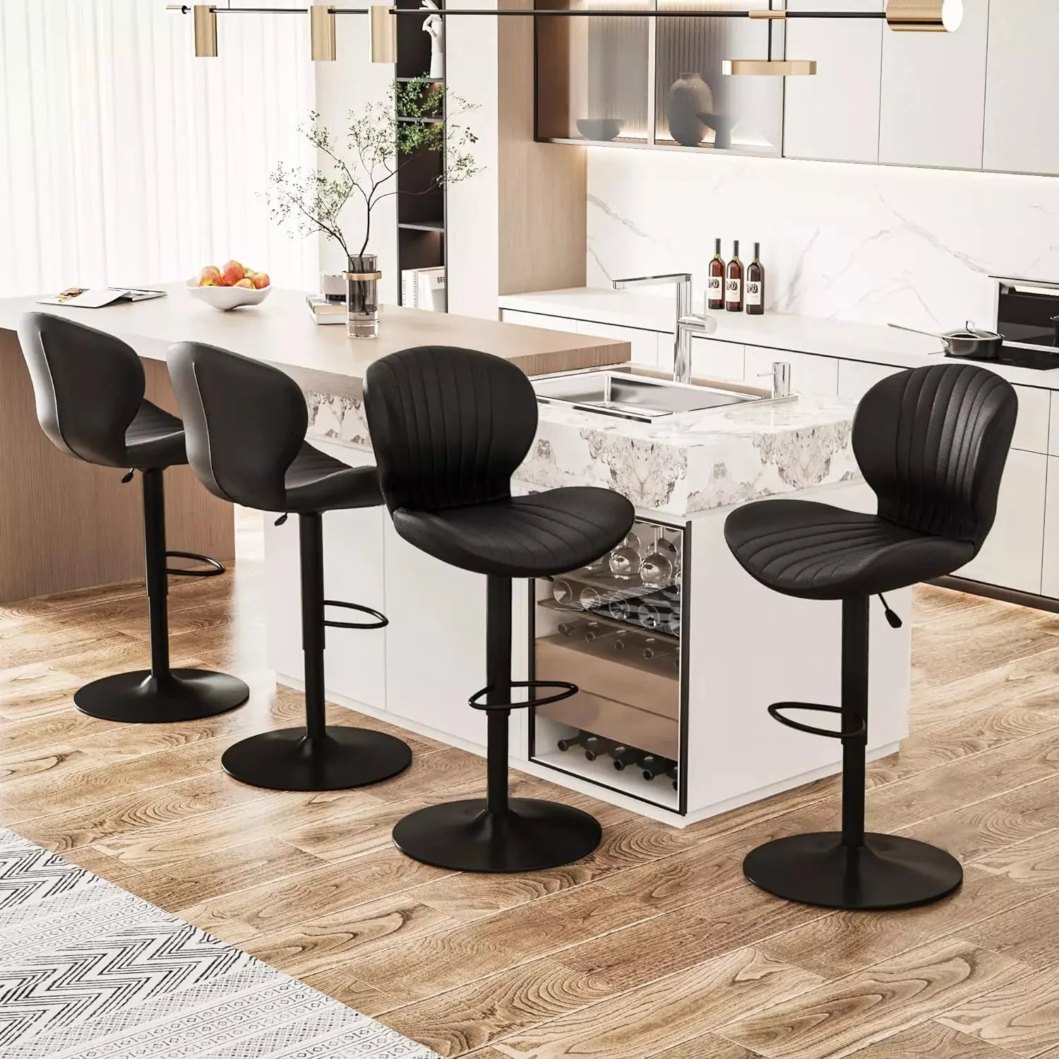 Waleaf Modern Adjustable Bar Stools,Leather Upholstered Swivel Counter Stools BAR06 - Image 22