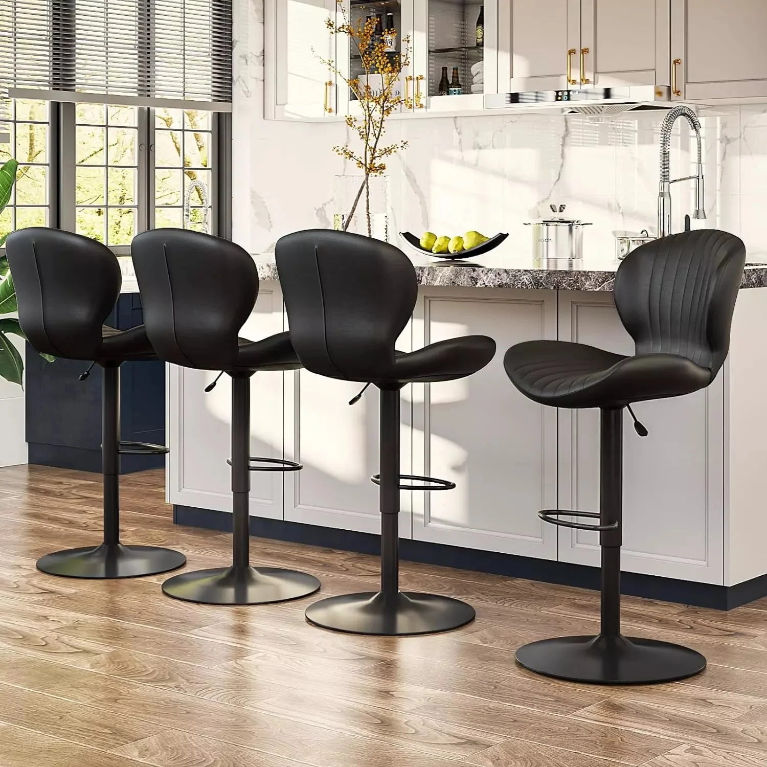 Waleaf Modern Adjustable Bar Stools,Leather Upholstered Swivel Counter Stools BAR06 - Image 25