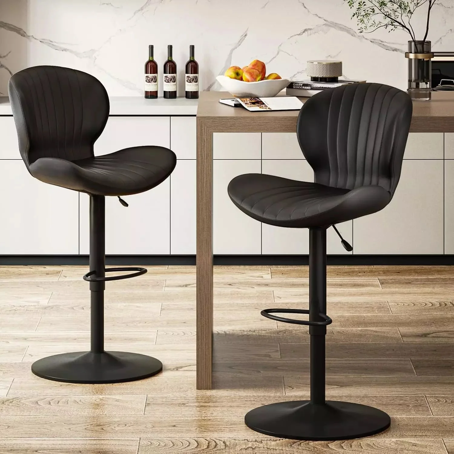 Waleaf Modern Adjustable Bar Stools,Leather Upholstered Swivel Counter Stools BAR06 - Image 8