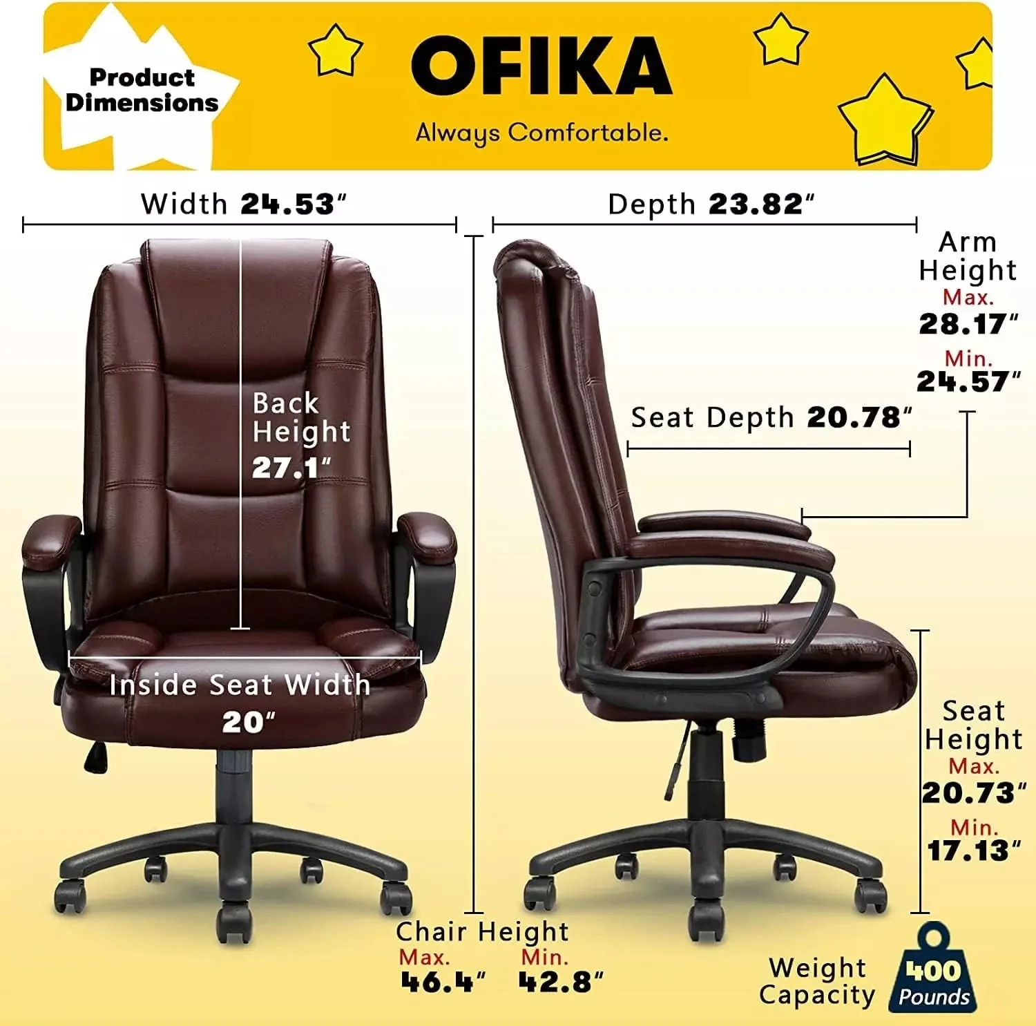 Waleaf Office Desk Chair,Big and Tall Managerial Executive Chair - Image 20