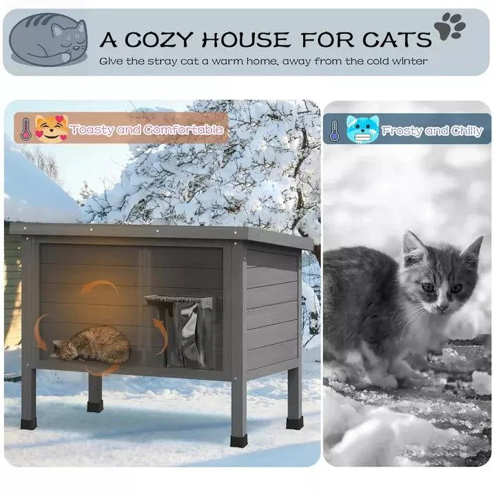 Waleaf Outdoor Cat House Weatherproof with TWO Escape Doors, Feral Cat Shelter for Outdoor Cats, Insulated All-Round Foam - Image 7