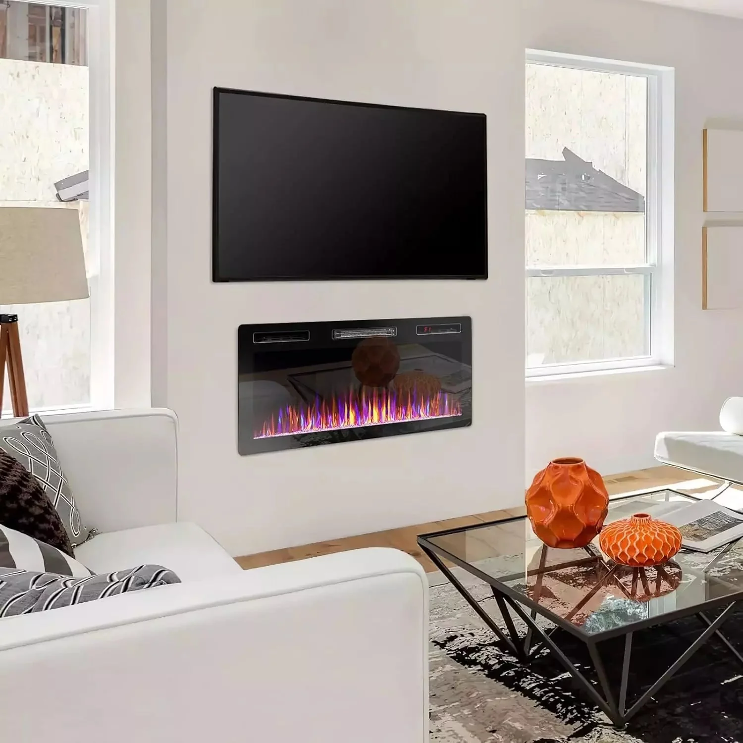 BOSSIN Ultra-Thin Silence Linear Mirrored Electric Fireplace - Image 11