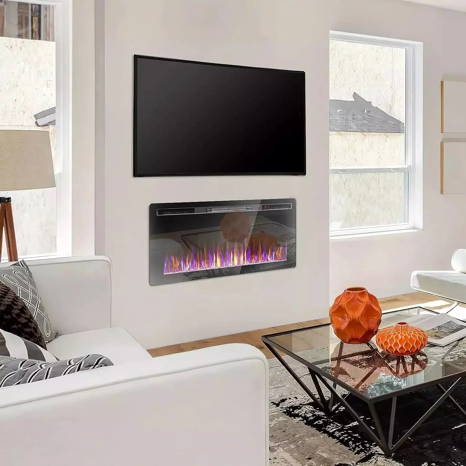 BOSSIN Ultra-Thin Silence Linear Mirrored Electric Fireplace - Image 2