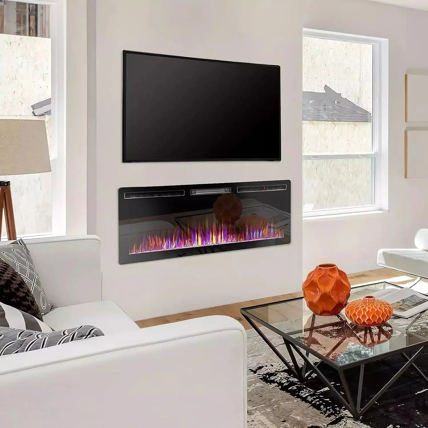 BOSSIN Ultra-Thin Silence Linear Mirrored Electric Fireplace - Image 29