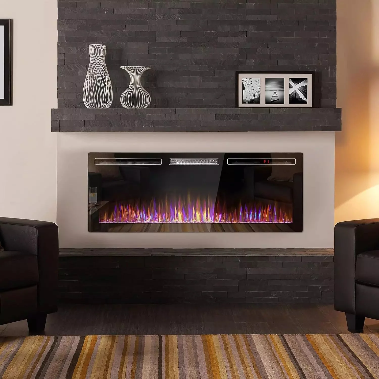 BOSSIN Ultra-Thin Silence Linear Mirrored Electric Fireplace - Image 36