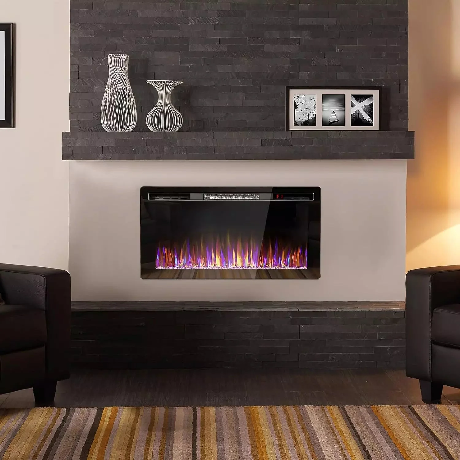 BOSSIN Ultra-Thin Silence Linear Mirrored Electric Fireplace - Image 9