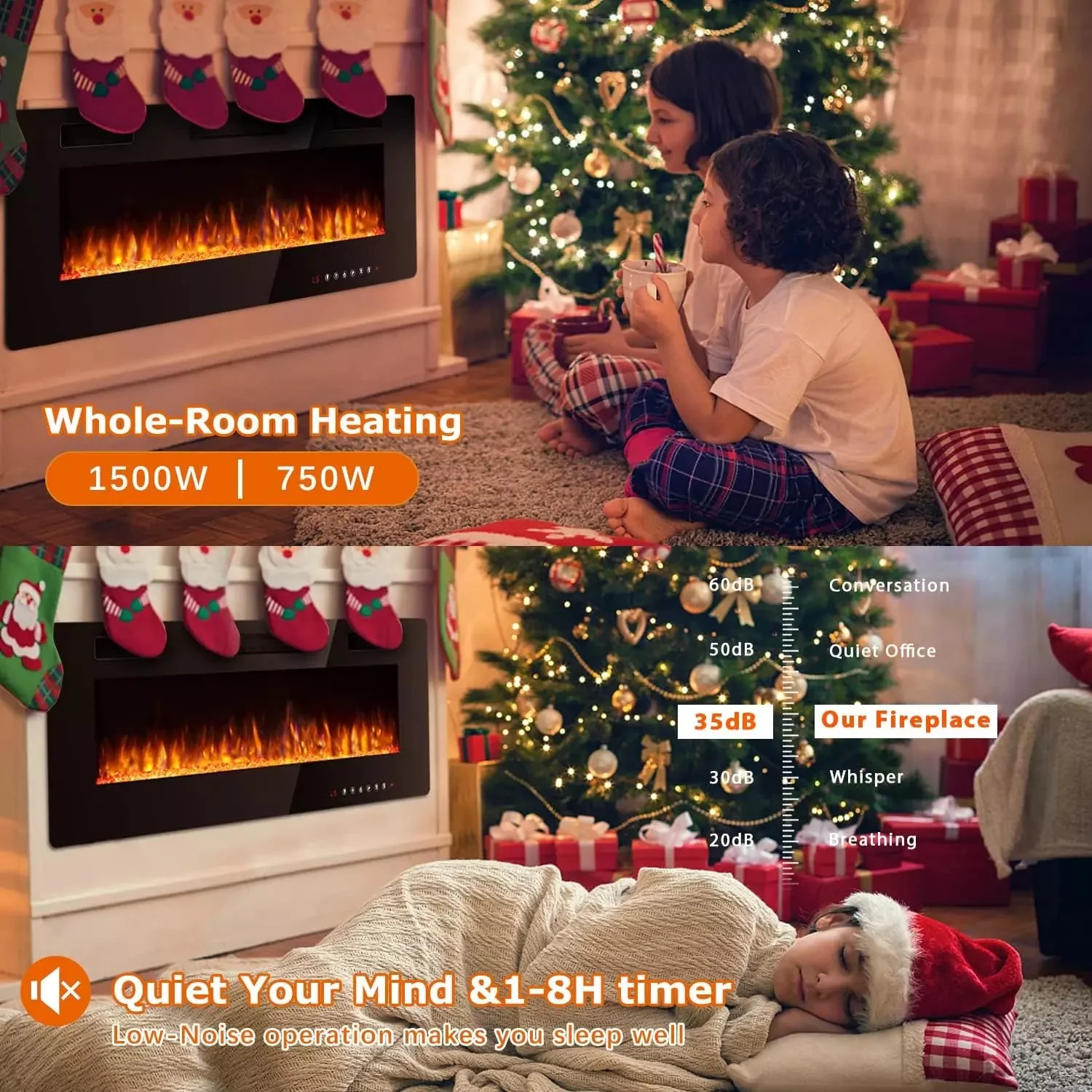 Vitesse Ultra-Thin Wall Mounted Electric Fireplace with Touch Screen and Remote - Image 37